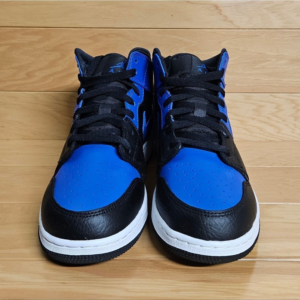 Air Jordan 1 Mid Black Hyper Royal Blur White Size 7 Youth Kids GS 554725-077 - Picture 4 of 11